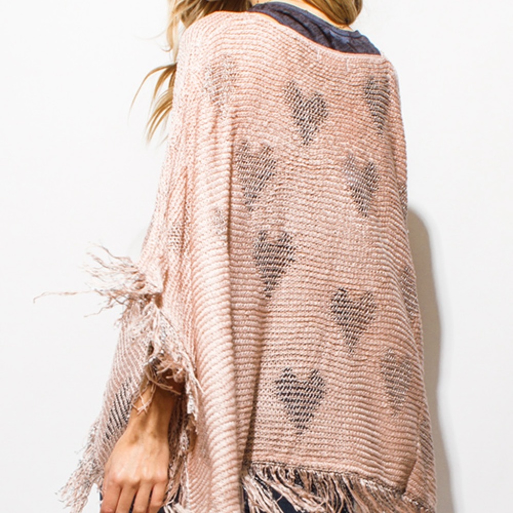 HOST PICK!!  CROCHET KNIT FRINGE BOHO PONCHO TOP - Picture 6 of 7